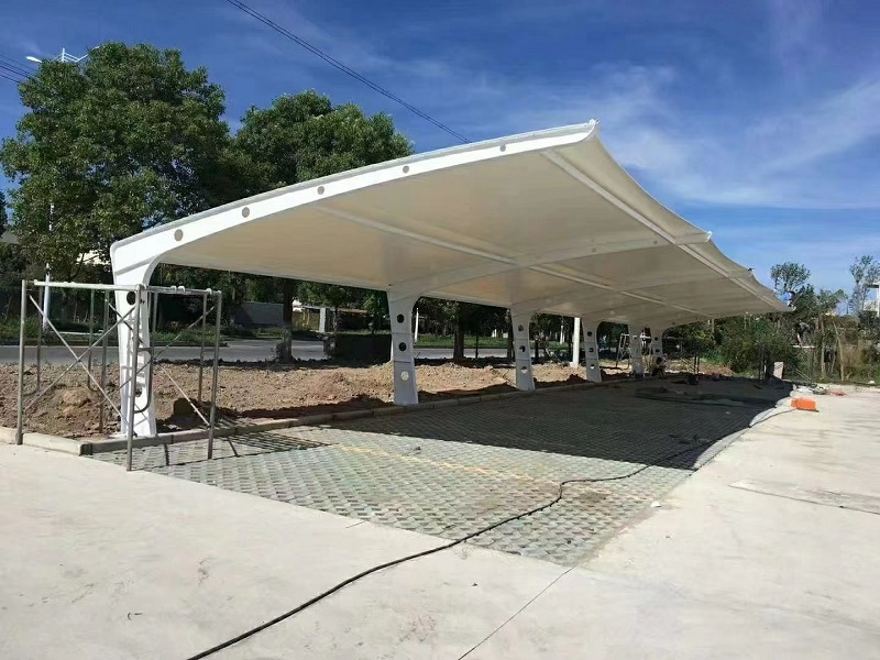 南京浦口老山度假景区膜结构车棚安装交付